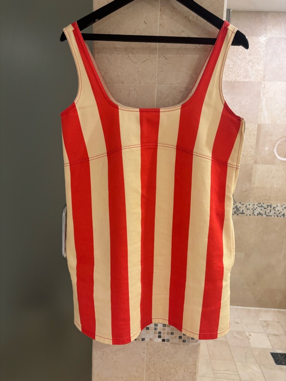 Simon Miller Red and Cream Vertical Stripe Tank